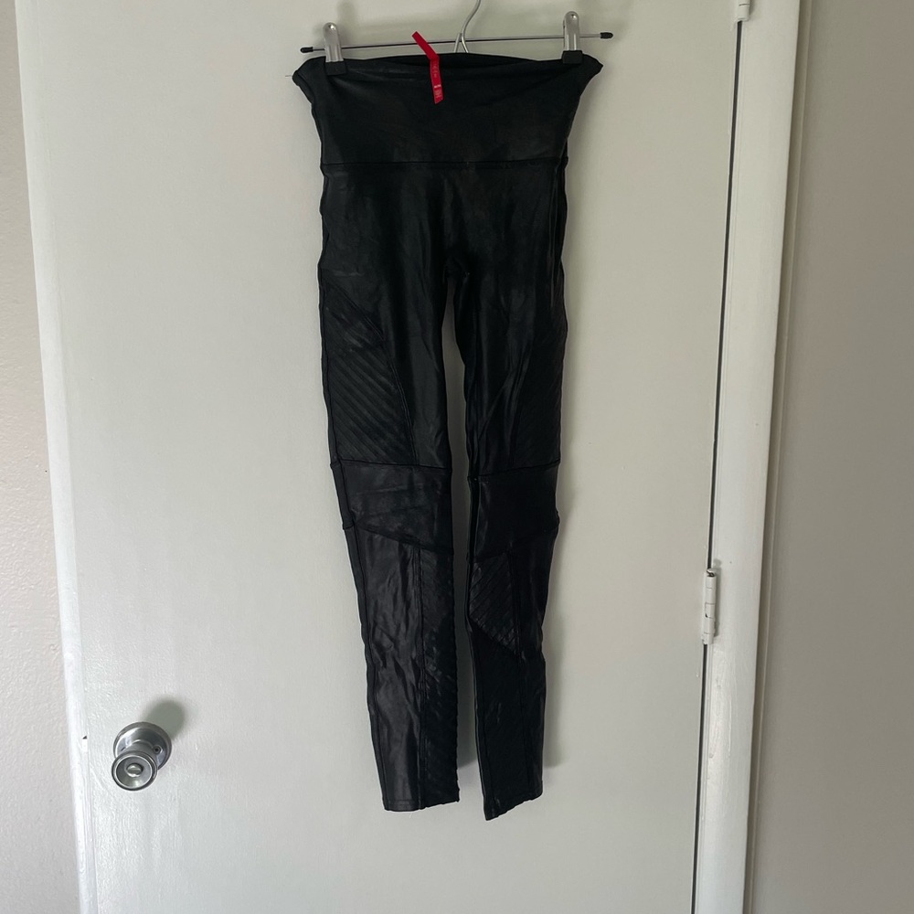 Spanx faux leather moto leggings